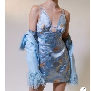 Urban Outfitters UO Cassie Satin Strappy Cut-out Mini Dress